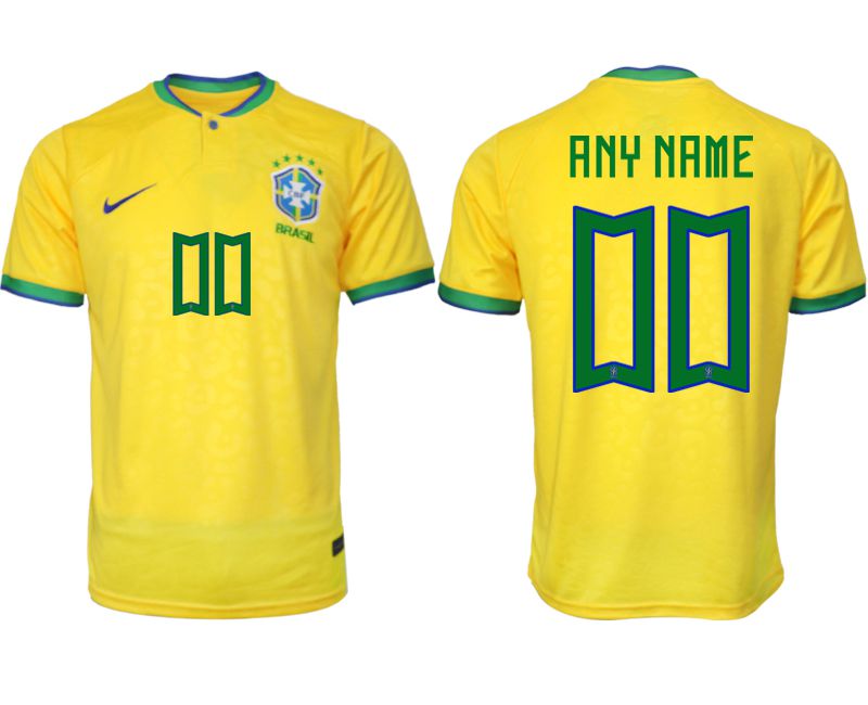 Men 2022 World Cup National Team Brazil home aaa version yellow customized Soccer Jerseys
